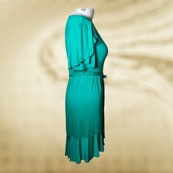 Kelly Green Ruffle Tulip-Hem Tie-Waist Flutter-Sleeve Dress  Size XXL NWOT - Picture 8 of 12